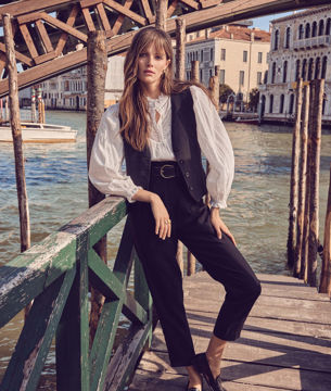 Picture of ABEL BLACK STRIPED SLEEVELESS WAISTCOAT